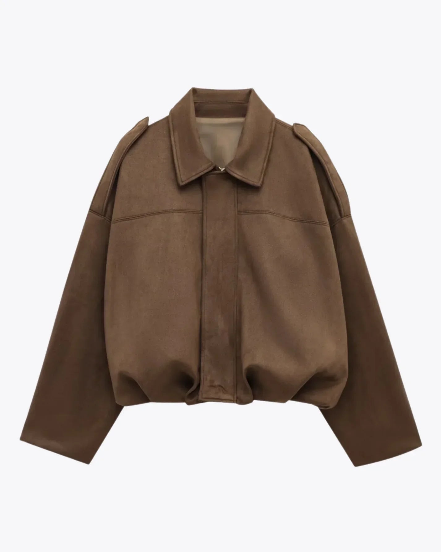 Chaqueta oversized de mujer en piel vegana estilo ante - Fabiane