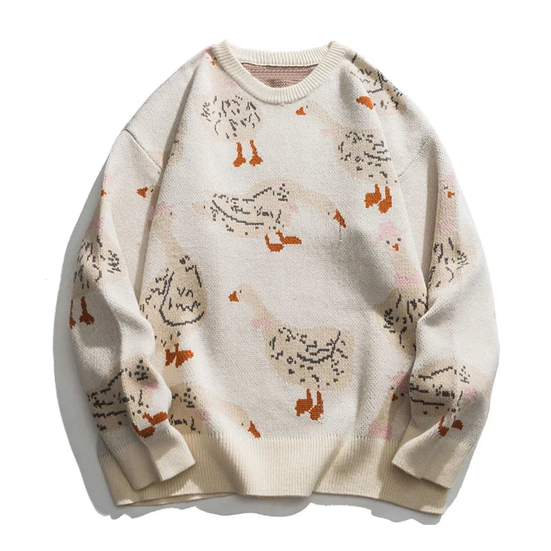 Haleny - Jersey de cuello redondo con estampado de patos