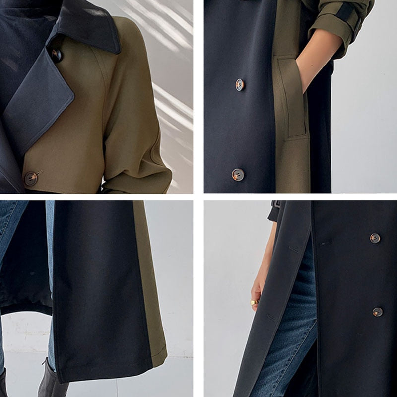 Lina - Elegante gabardina azul marino y verde oliva