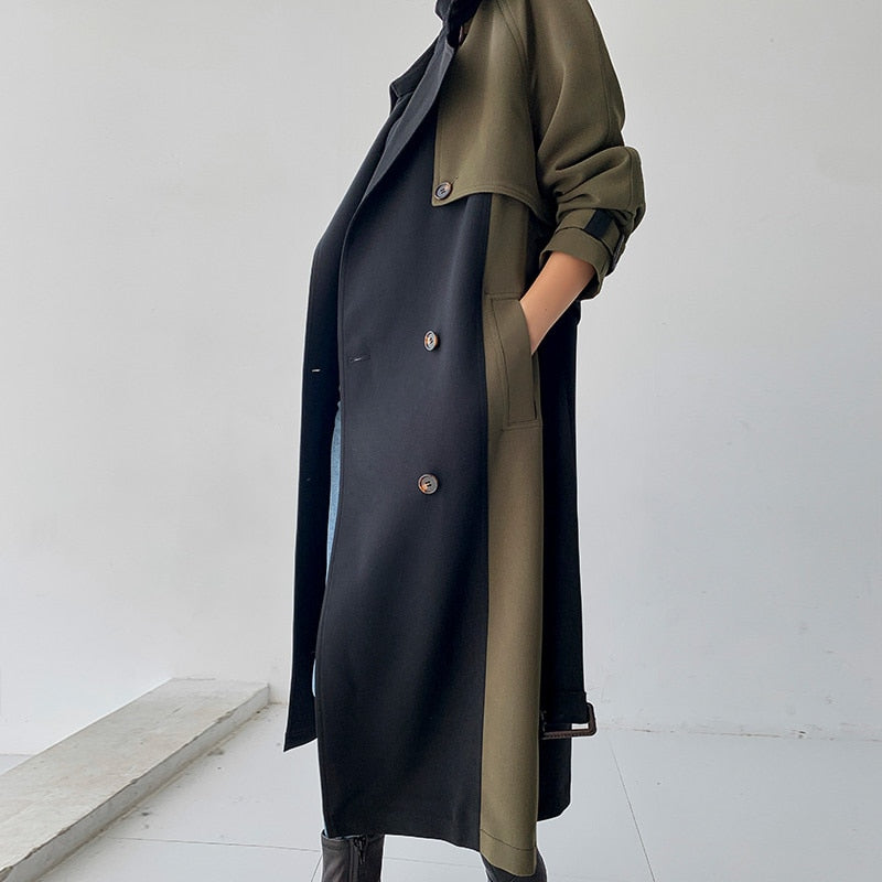 Lina - Elegante gabardina azul marino y verde oliva
