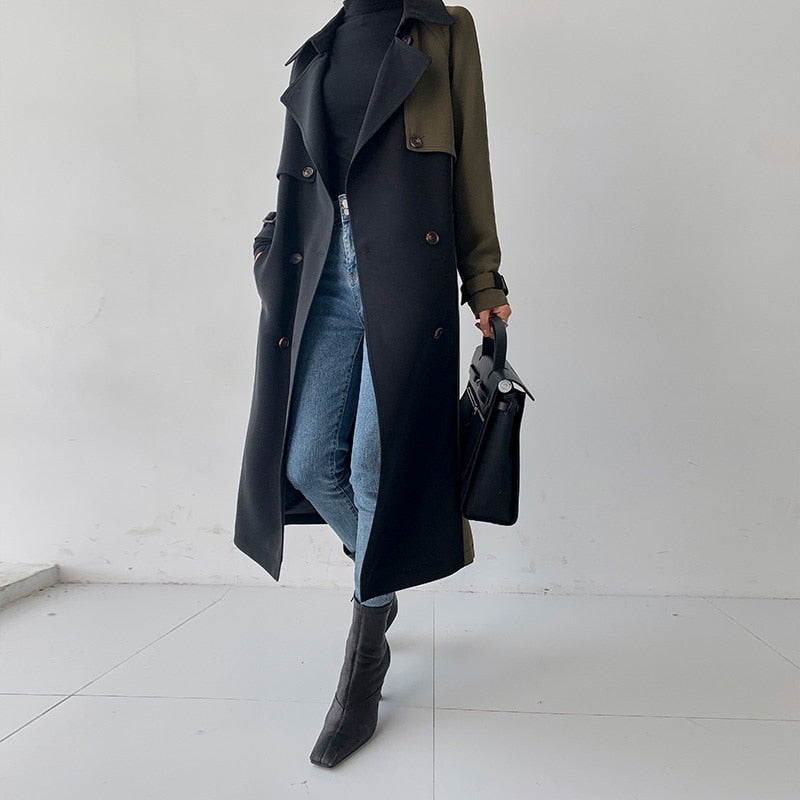 Lina - Elegante gabardina azul marino y verde oliva