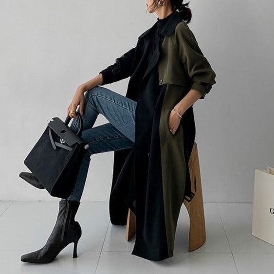 Lina - Elegante gabardina azul marino y verde oliva
