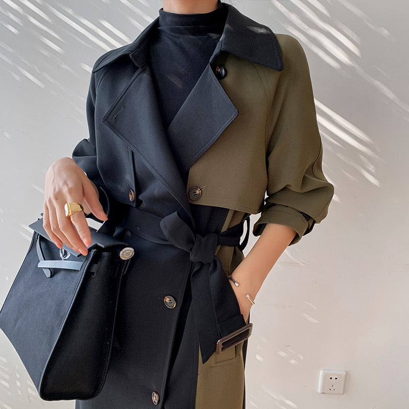 Lina - Elegante gabardina azul marino y verde oliva
