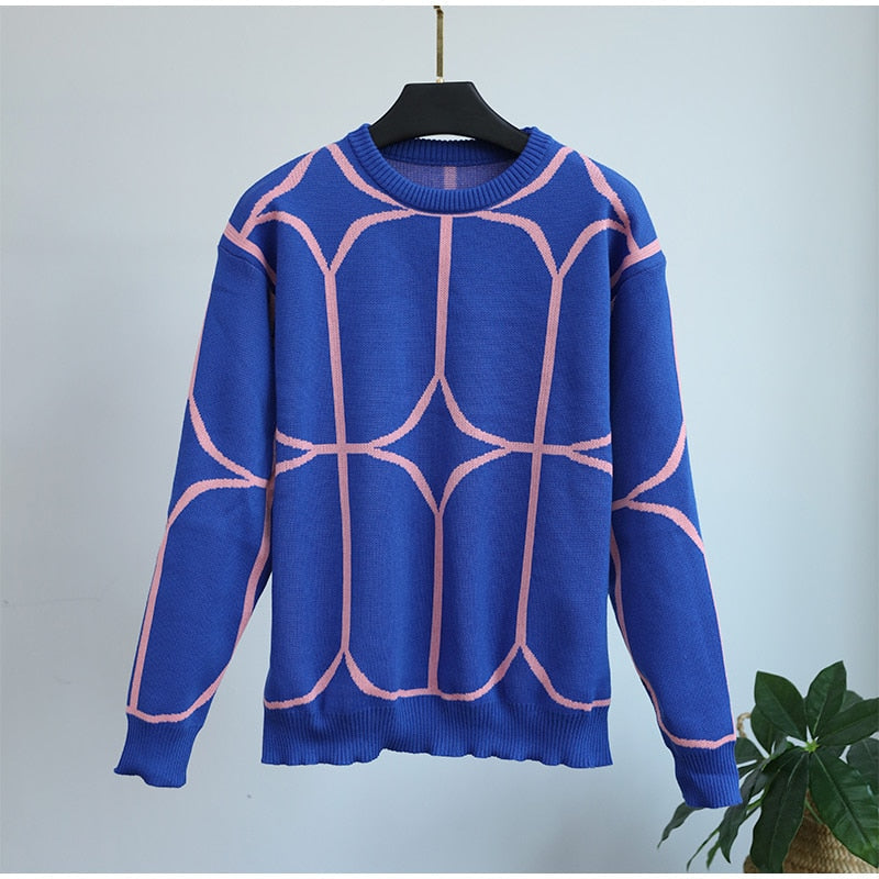 Chio - Jersey geométrico de cuello redondo y estampado llamativo