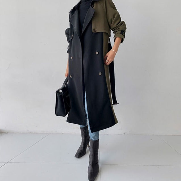 Lina - Elegante gabardina azul marino y verde oliva