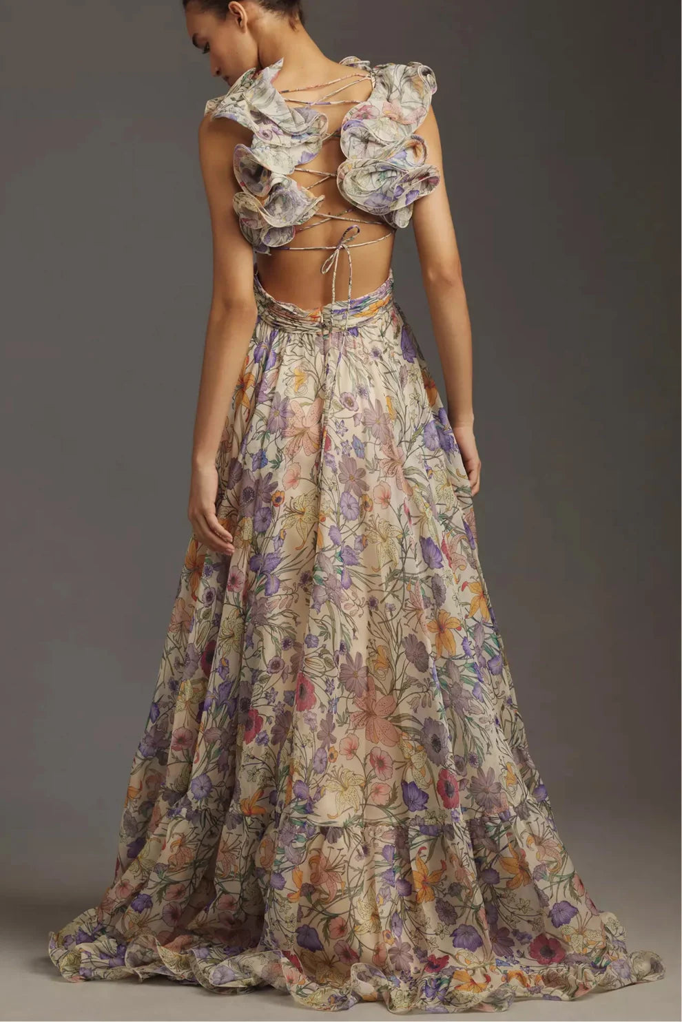Julieta - Vestido Largo Plisado con Estampado Floral
