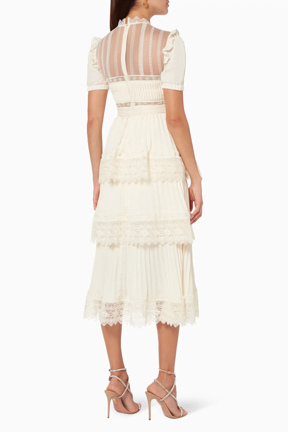Luciana - Vestido Midi con Encaje y Volantes