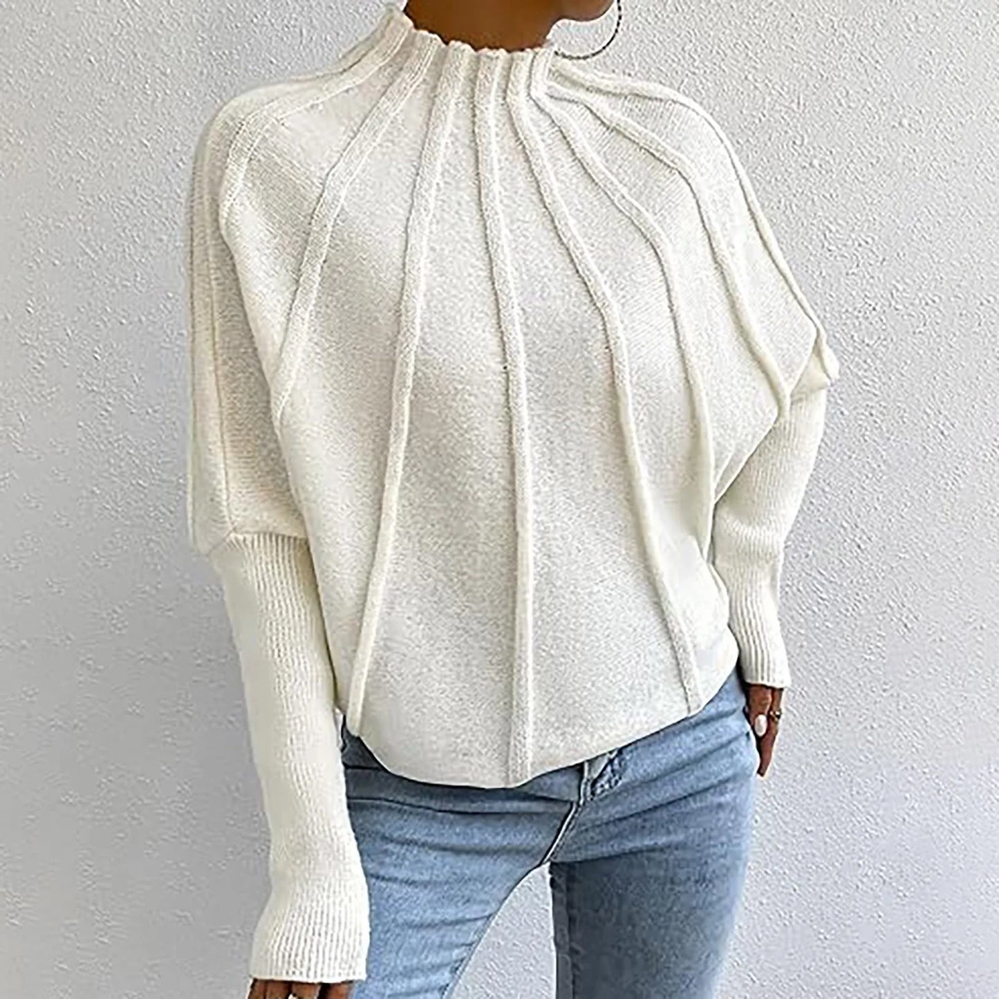 Elen - Jersey de cuello alto con elegantes pliegues