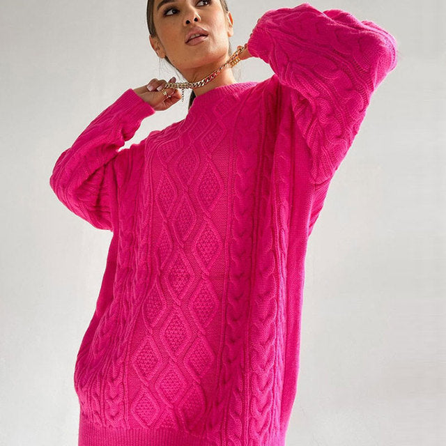 Enna - Vestido de punto texturizado con diseño de punto por cable y corte holgado
