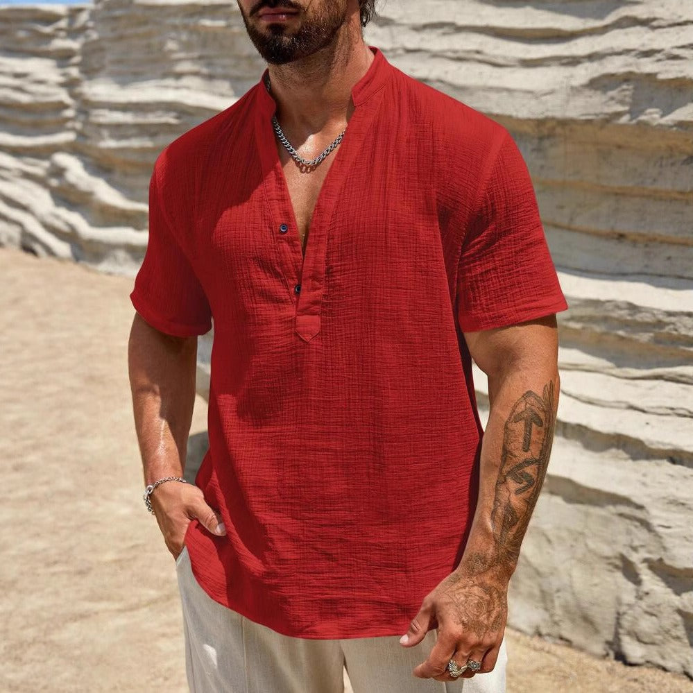 Camisa para hombre cuello mao estilo relajado - Elías