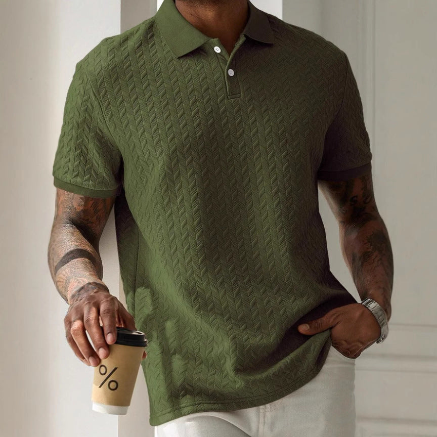 Polo hombre textura geométrica color crema - Edgar