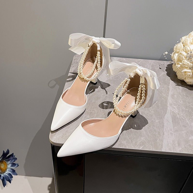 Zapatos de tacón para mujer detalle perlas estilo refinado - Oriane