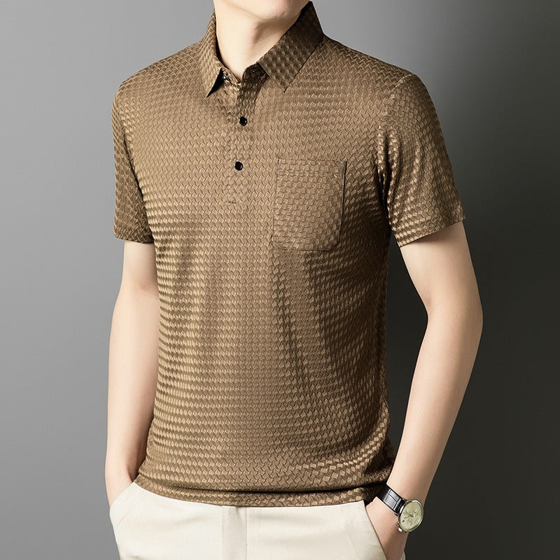 Polo para hombre de tejido geométrico con bolsillo frontal - Marcelo
