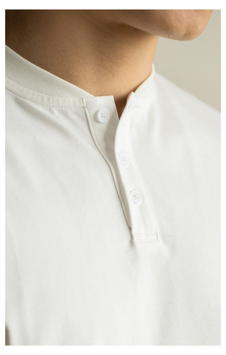 Camiseta hombre cuello mao algodón estilo casual - Damián