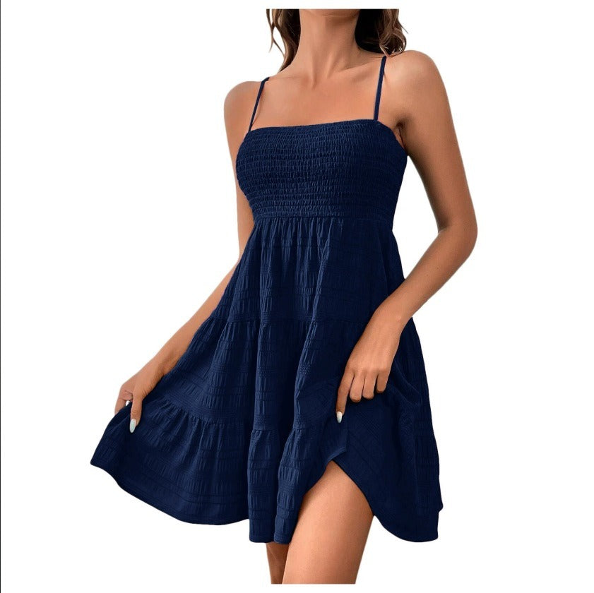 Vestido corto mujer sin mangas con vuelo vibrante - Melania