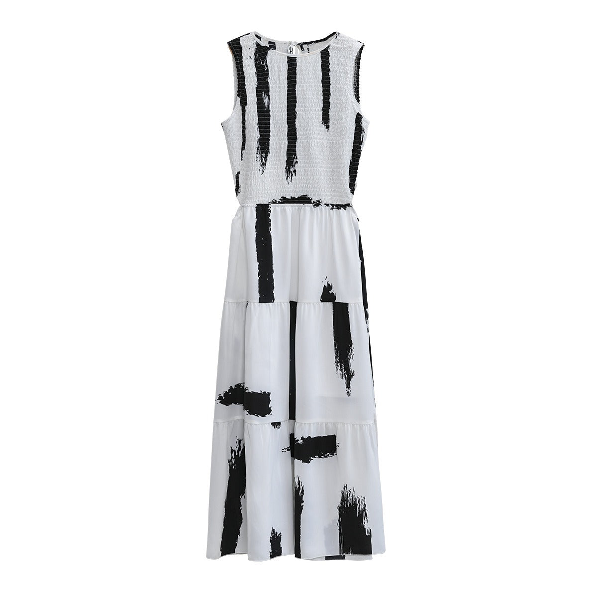 Vestido midi mujer estampado artístico estilo evasé - Helena