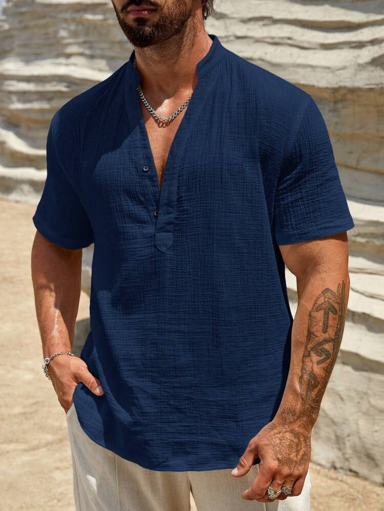 Camisa para hombre cuello mao estilo relajado - Elías