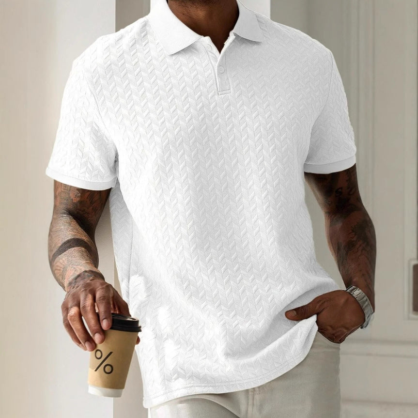 Polo hombre textura geométrica color crema - Edgar