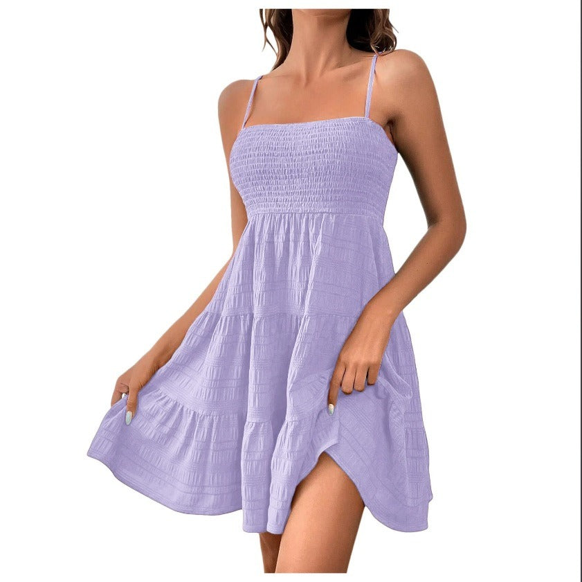 Vestido corto mujer sin mangas con vuelo vibrante - Melania