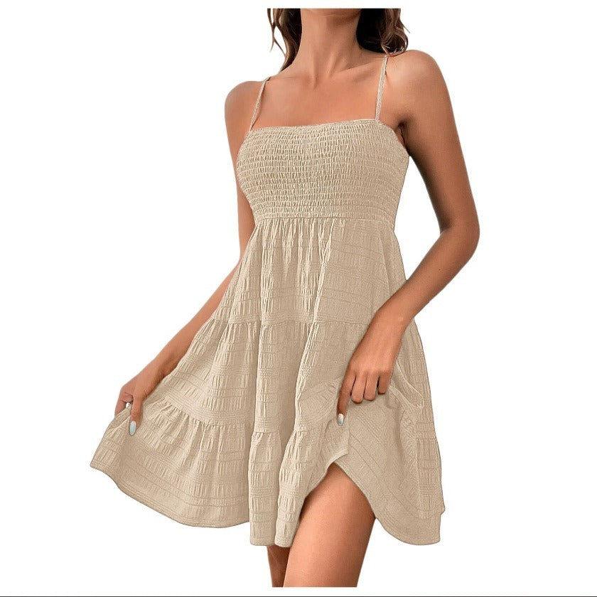 Vestido corto mujer sin mangas con vuelo vibrante - Melania