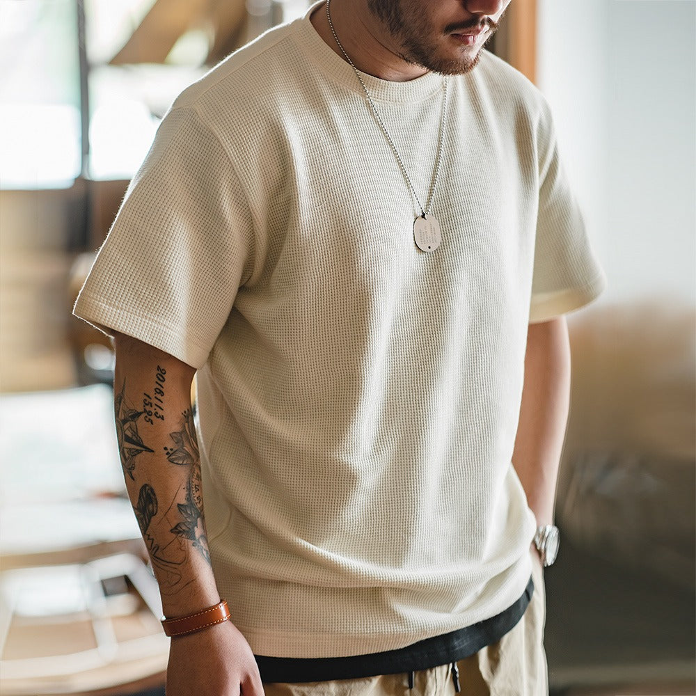 Camiseta hombre manga corta textura gofre blanca - Brando