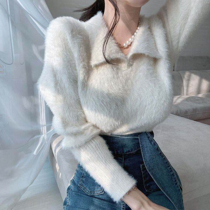 Lore - Jersey de felpa con cuello y mangas largas