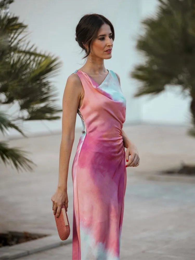 Talía - Vestido de tinte con cuello chal
