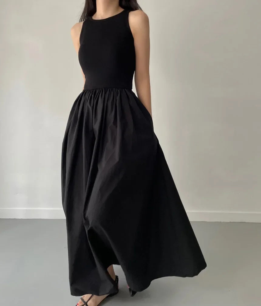 Vestido largo mujer sin mangas elegante negro - Marie