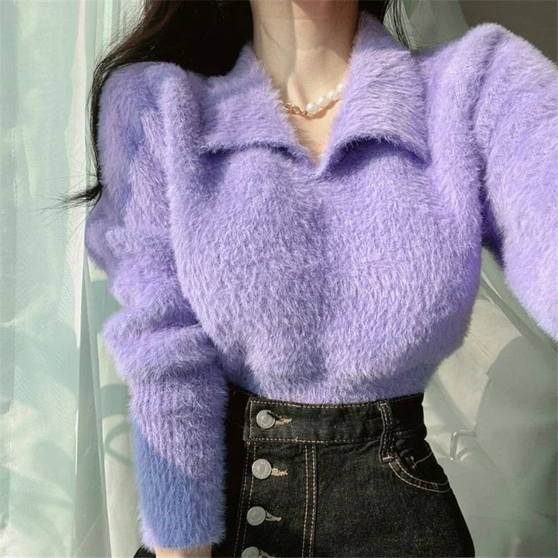 Lore - Jersey de felpa con cuello y mangas largas