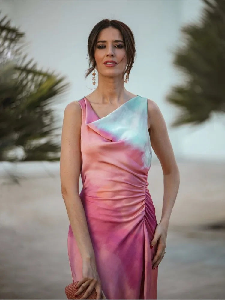 Talía - Vestido de tinte con cuello chal
