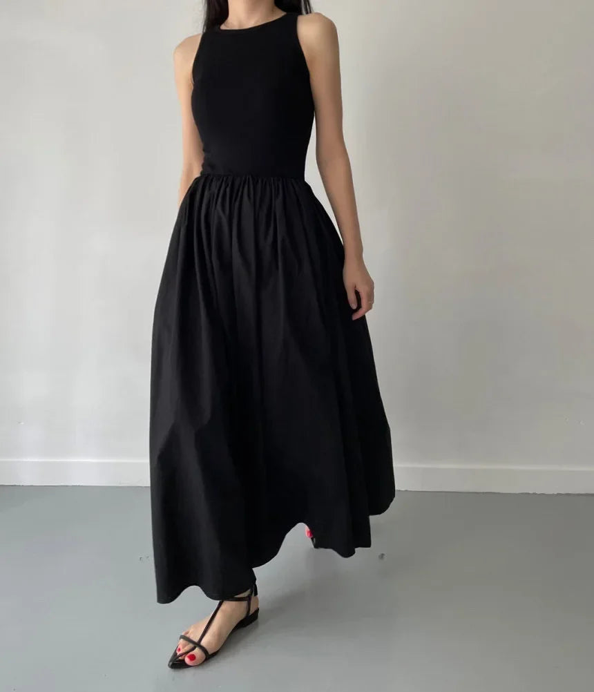 Vestido largo mujer sin mangas elegante negro - Marie