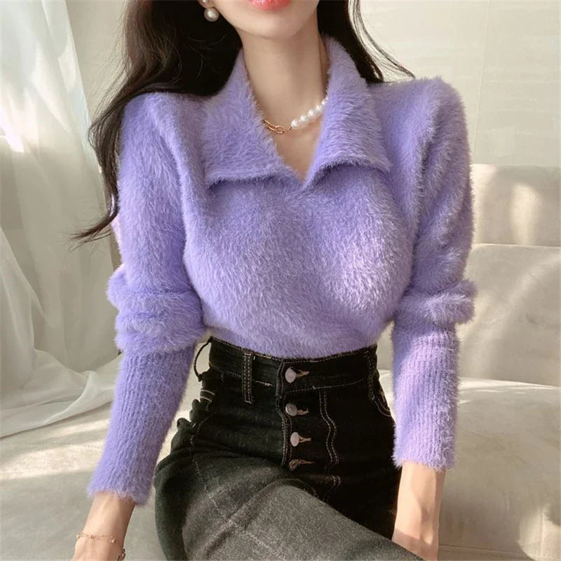 Lore - Jersey de felpa con cuello y mangas largas