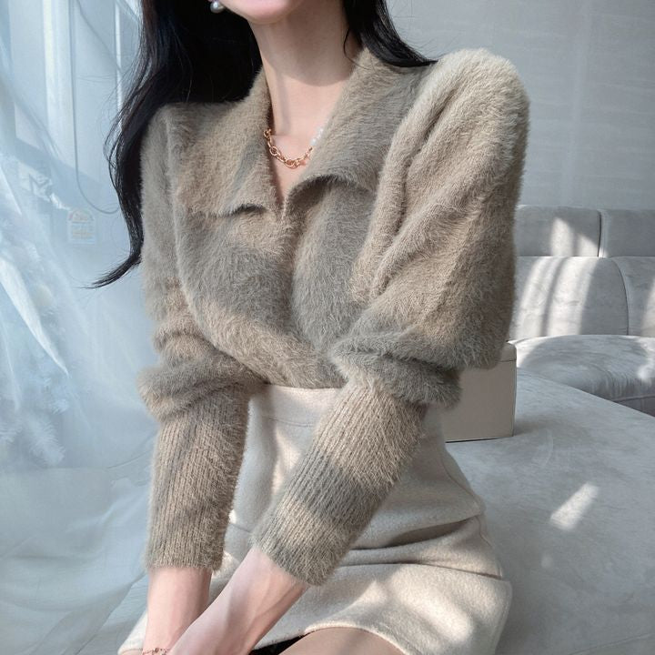 Lore - Jersey de felpa con cuello y mangas largas