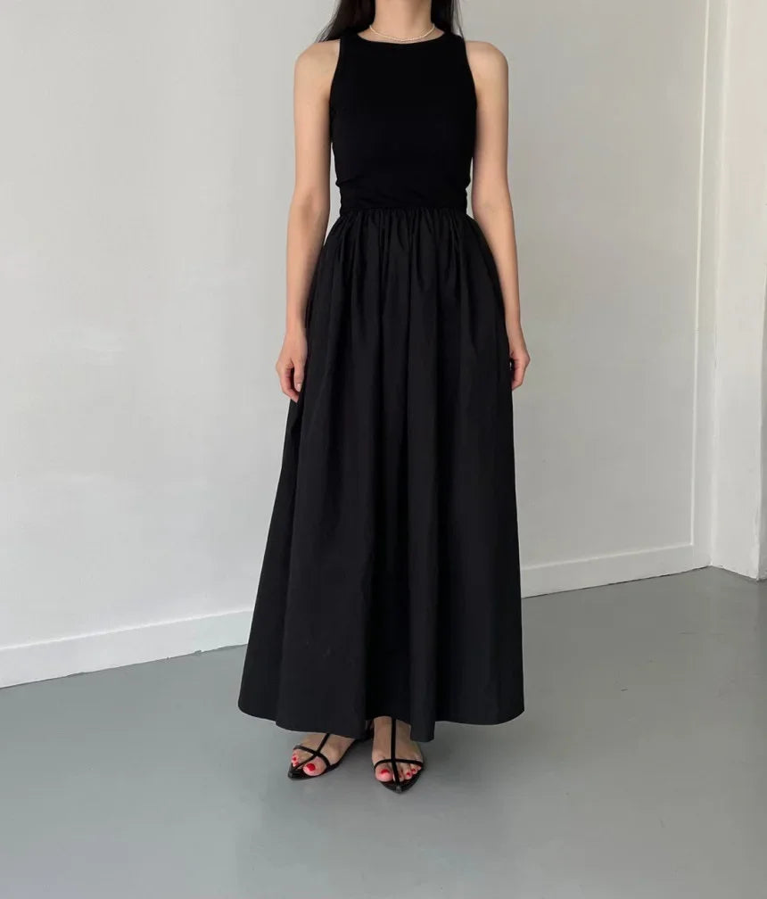Vestido largo mujer sin mangas elegante negro - Marie
