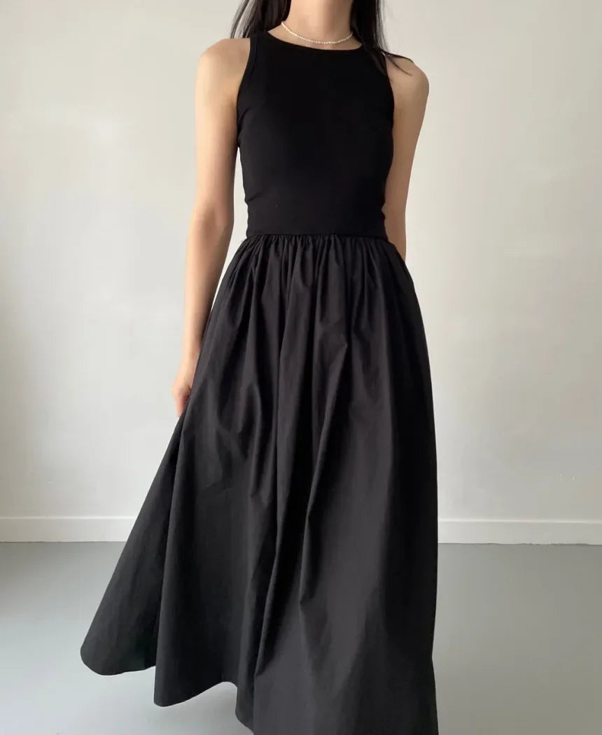 Vestido largo mujer sin mangas elegante negro - Marie