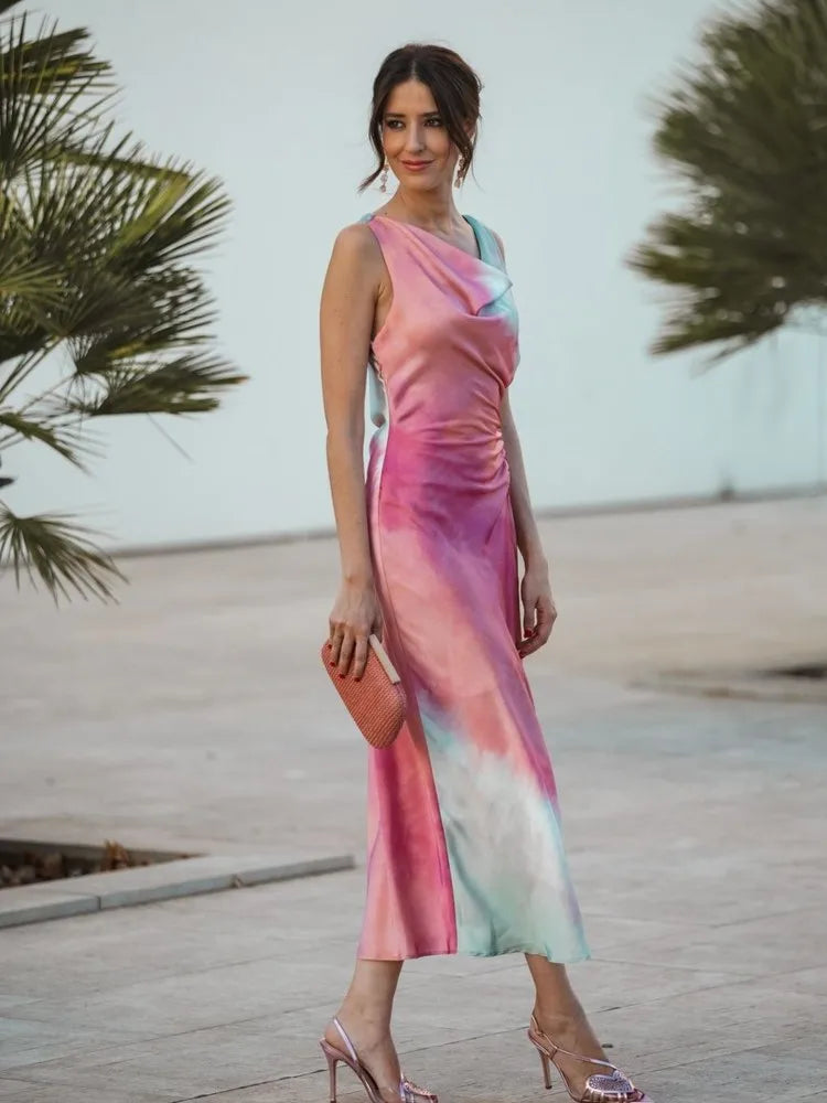 Talía - Vestido de tinte con cuello chal