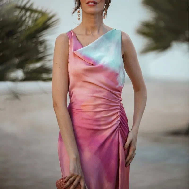 Talía - Vestido de tinte con cuello chal