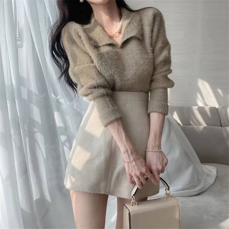 Lore - Jersey de felpa con cuello y mangas largas