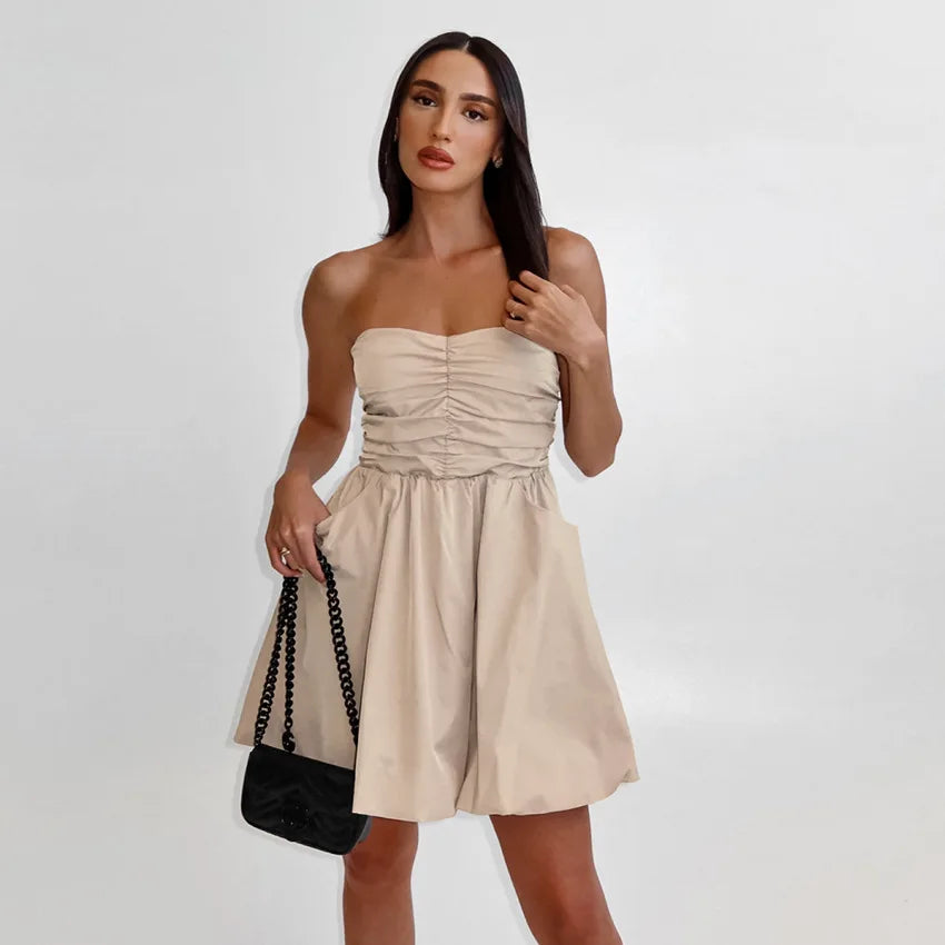Izabel - Minivestido sin tirantes con bolsillos
