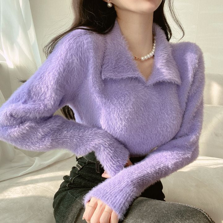 Lore - Jersey de felpa con cuello y mangas largas