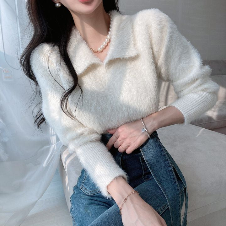 Lore - Jersey de felpa con cuello y mangas largas