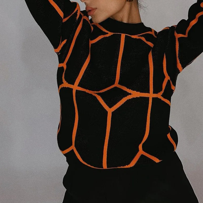 Chio - Jersey geométrico de cuello redondo y estampado llamativo
