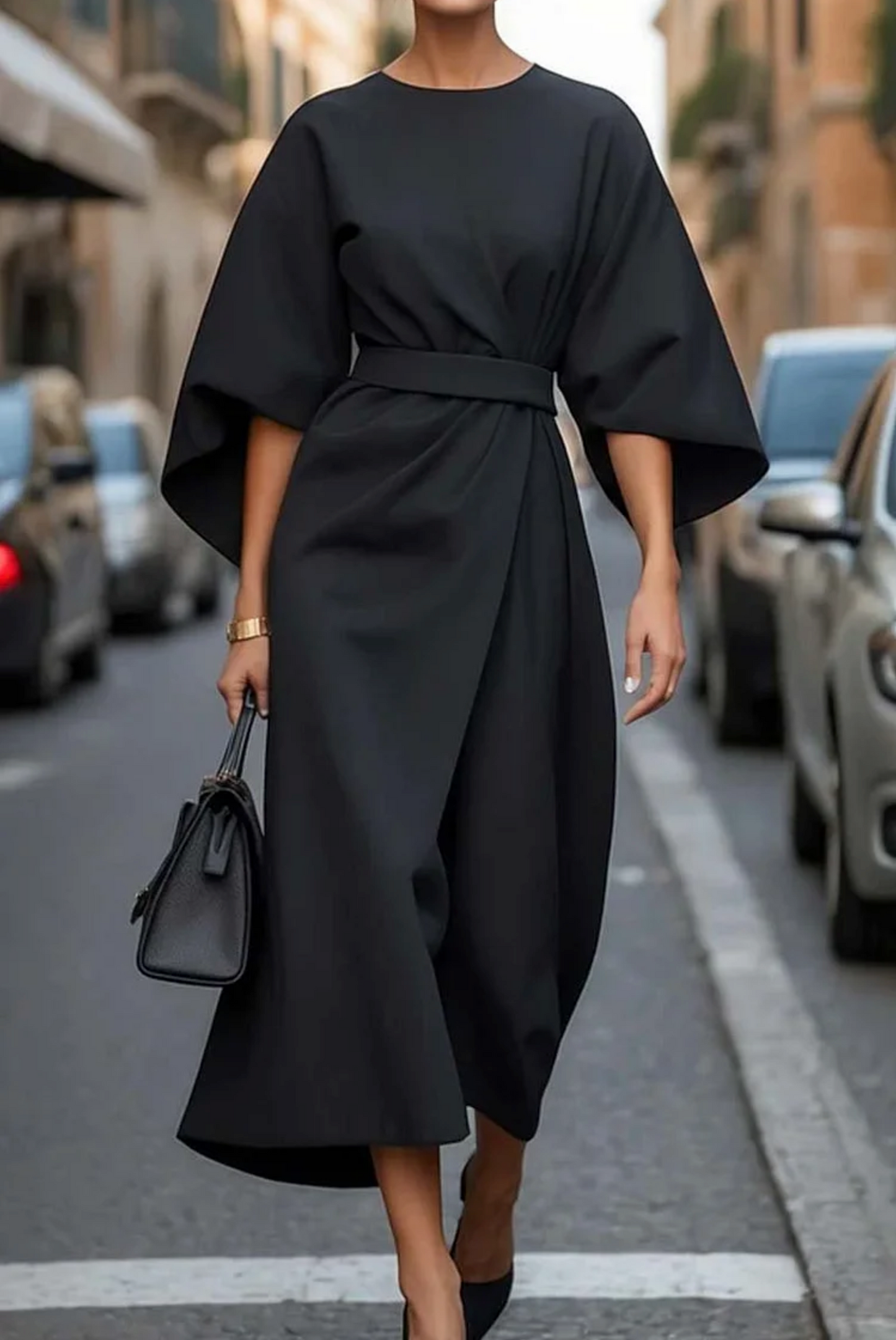Vestido Sofia: elegancia atemporal con mangas farol y cinturón