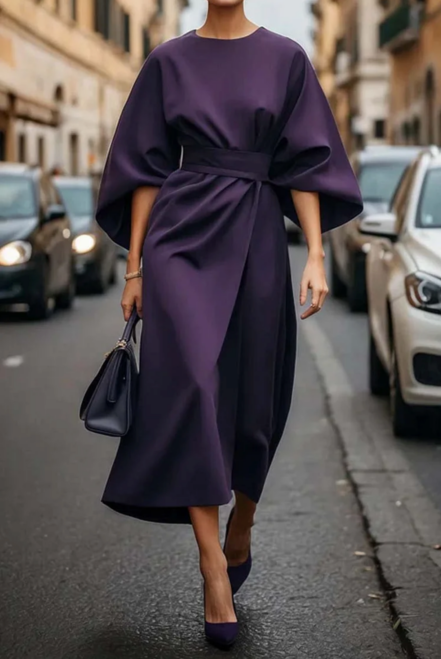 Vestido Sofia: elegancia atemporal con mangas farol y cinturón
