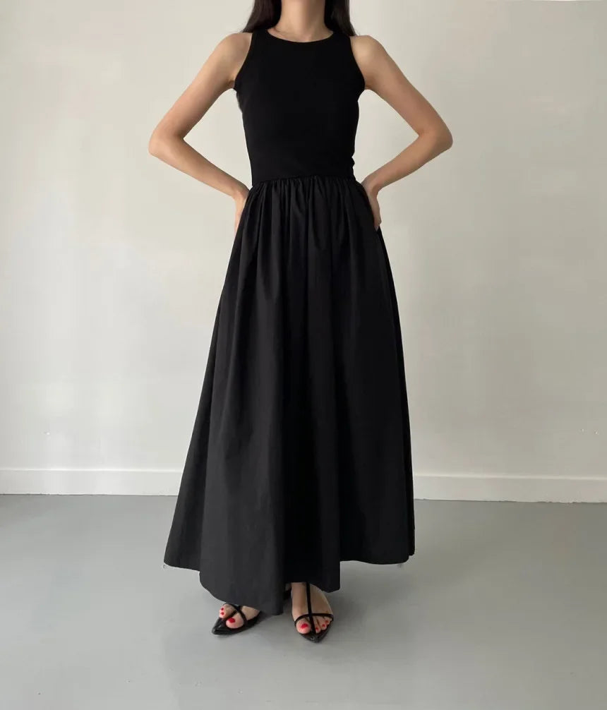 Vestido largo mujer sin mangas elegante negro - Marie