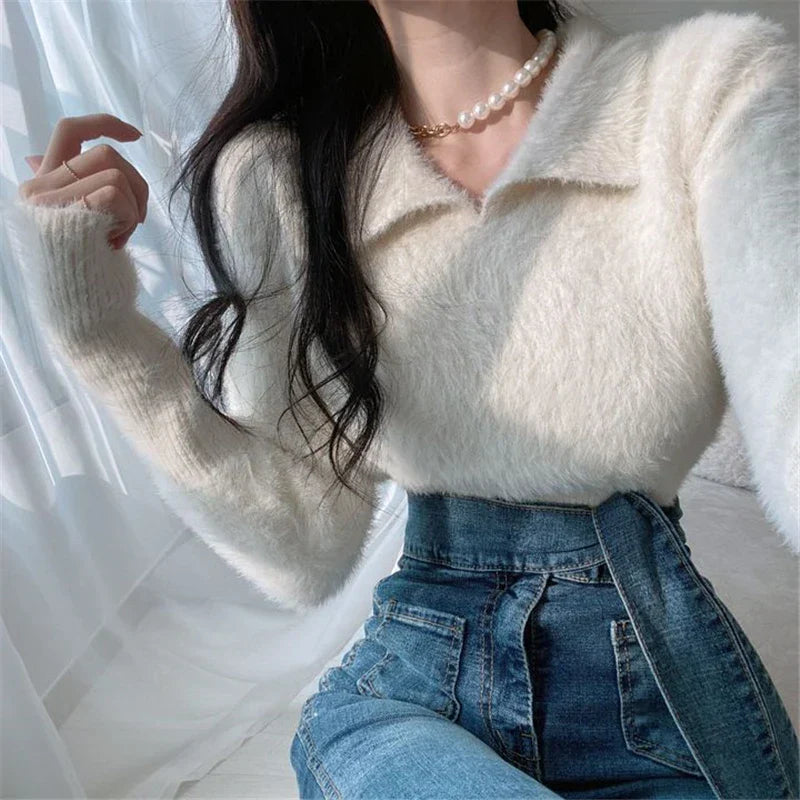 Lore - Jersey de felpa con cuello y mangas largas