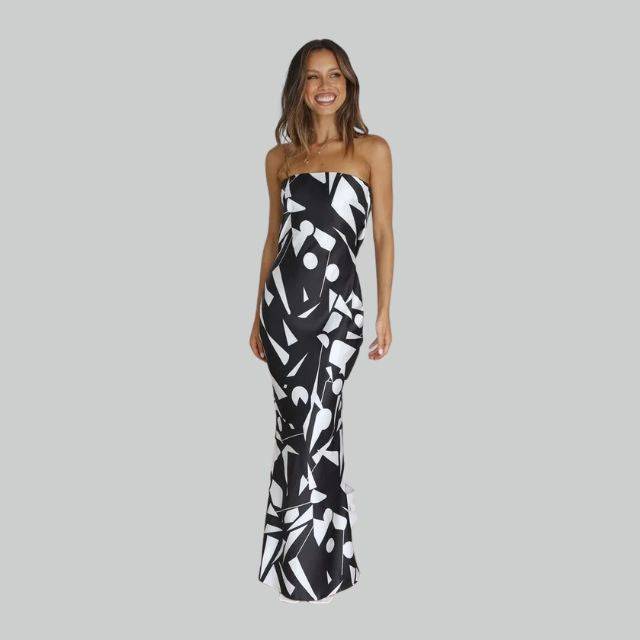 Andrea - Maxivestido sin tirantes con abertura lateral