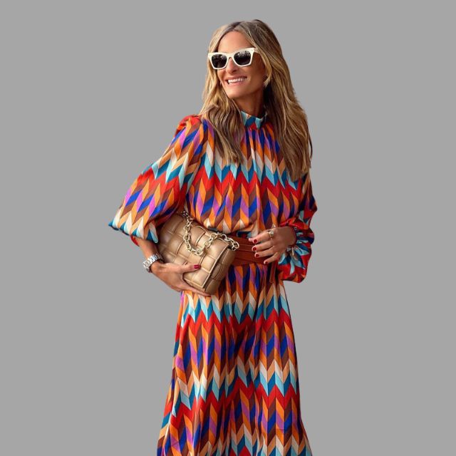 Aleiah - Vestido midi de espiga de colores