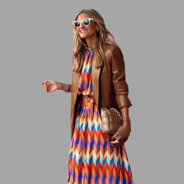 Aleiah - Vestido midi de espiga de colores
