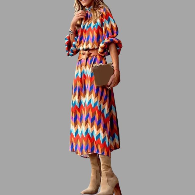 Aleiah - Vestido midi de espiga de colores